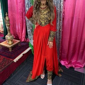 Red and Gold Afghan Dress and pants